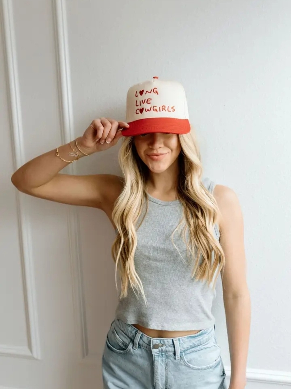 "Long Live Cowgirls" Red & White Trucker Hat